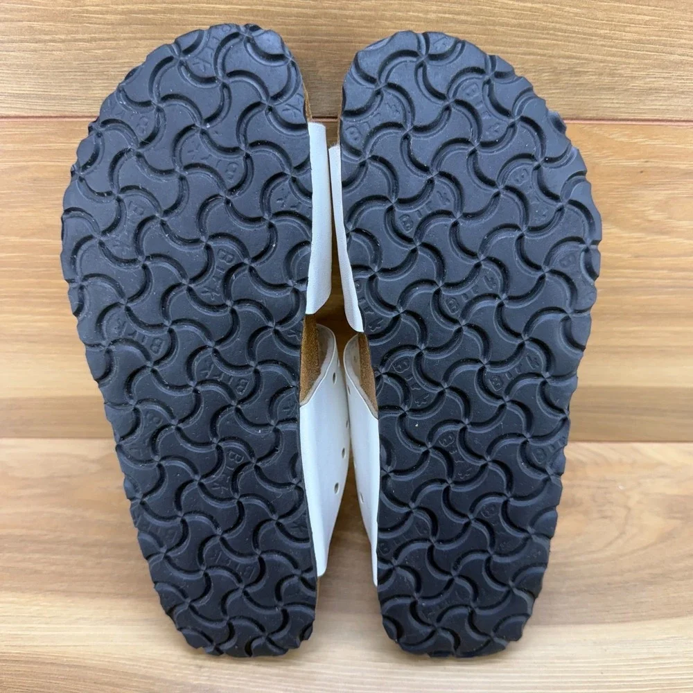 Birkenstock Birkis Sandals 8 N EU 39 White Perf Birko Slides Slip on - Picture 9 of 10